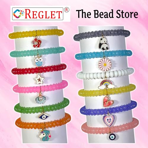 Image of 10 Pcs Charms + 480 Pcs Disk Shaped Glass Beads for Jewellery Making Kit - Glass Beads for Bracelet Making Kit - Bead Craft - 8 * 4mm