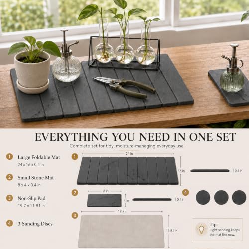 MOONEDGE Large Stone Dish Drying Mat for Kitchen Counter, 24x16in - image 4