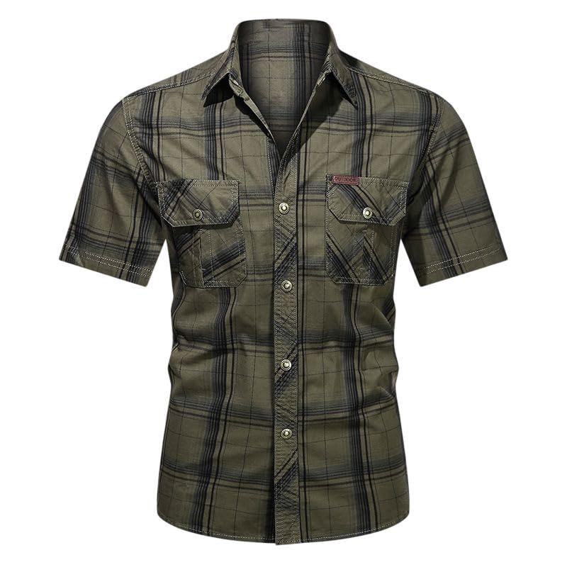 Camisa de trabajo para hombre transpirable con botones de algodón 4