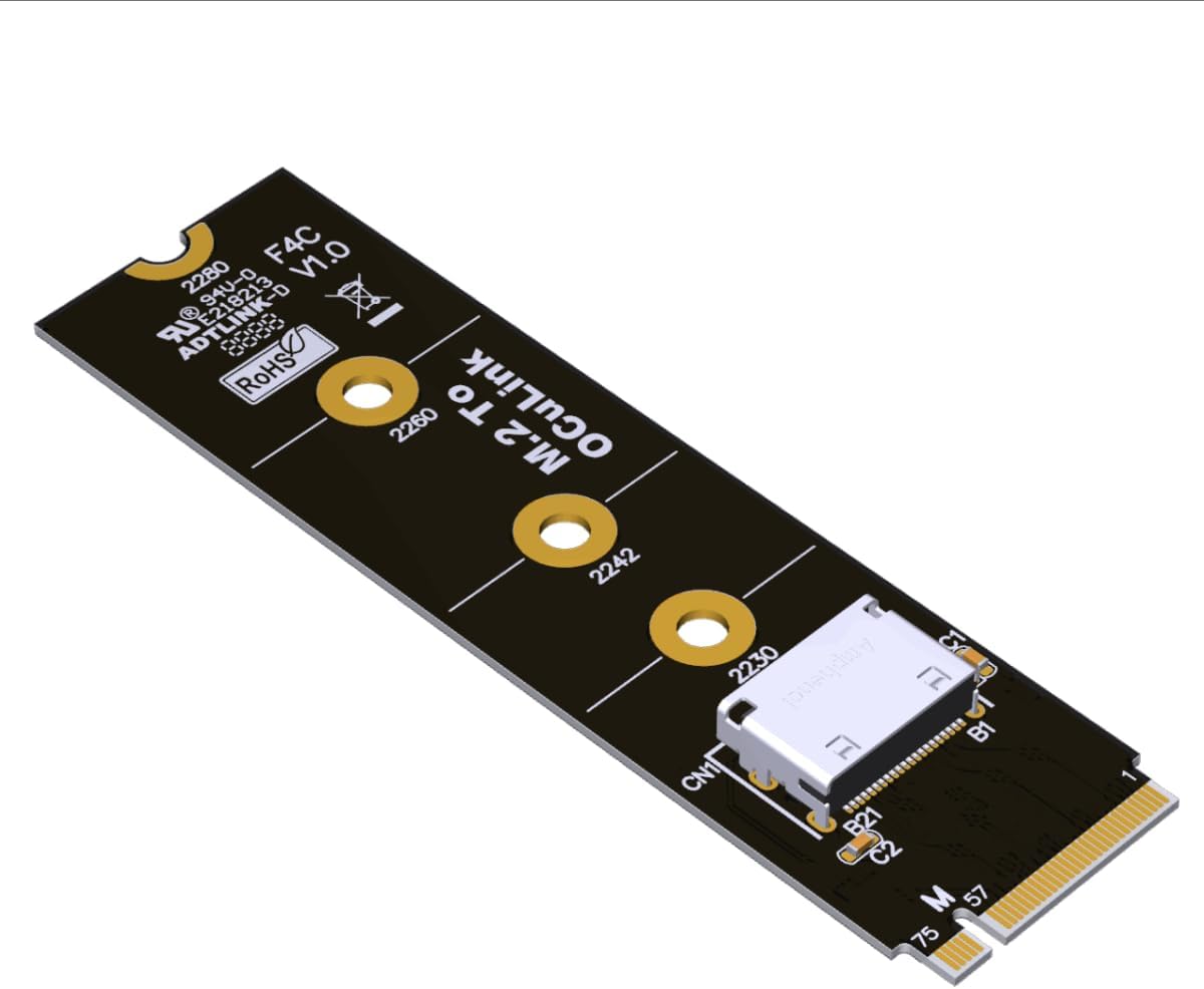 ADTLink PCIe 4.0 M.2 M-Key Host to Oculink SFF-8612 Adapter 2230mm 2242mm 2260mm 2280mm for PCIe Nvme SSD(F4C)