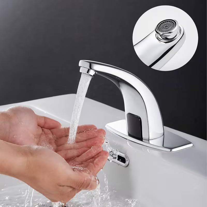Image of SILVERA Automatic Sensor Faucet | Touch-Free Infrared Tap | Chrome Finish, Water-Saving Aerator, Hygienic Hands-Free Operation | Easy Installation | Ideal for Home, Bathroom, Kitchen & Commercial Use