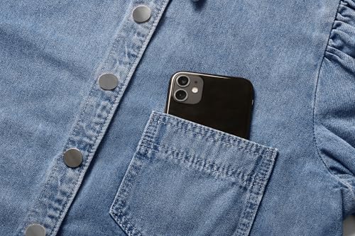 CHARTOU Women's Casual Washed Distressed Puff Sleeve Denim Snap Button Shirt Jean Jacket Coat4