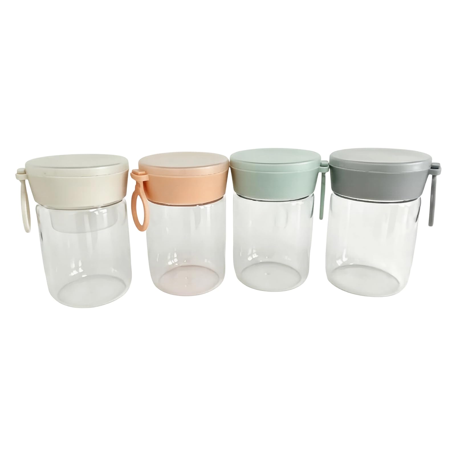 DSLKGWE Overnight Oat Container with Lid and Spoon, 16Oz Glass Jar, Seal Food Storage Jar for Milk, Cereal Yogurts Container with Lid