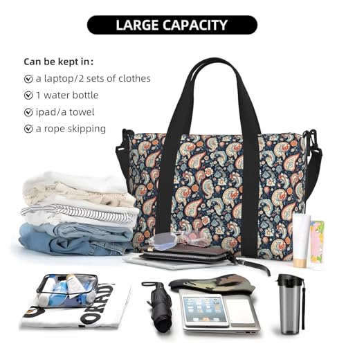 Travel Duffle Bags For Women Men - Abstract Vintage Pattern Print Personal Item Weekender Overnight Gym Carry On Airport Tote Bag With Strap For Yoga, Travel, Business Trips4