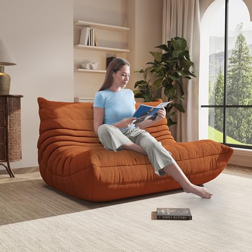 Image of Modular Sectional Sofa Couches L-Shape Couch 3 Seat Modular Sofa Memory Foam Sectional Couches for Living Room, (Orange, Loveseat)