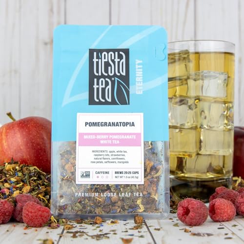 Image of Tiesta Tea Pomegranatopia - Premium Loose Leaf Mixed-Berry Pomegranate White Tea | Low-Caffeine Blend | Hot & Iced | 1.5 Ounce Resealable Pouch | Brews Up to 25 Cups