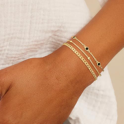 Gold Bracelets for Women Dainty 14K Gold Plated Stack Set Trendy Stackable Bracelets for Women Waterproof Adjustable Bracelet Stack Jewelry Birthday Gift4