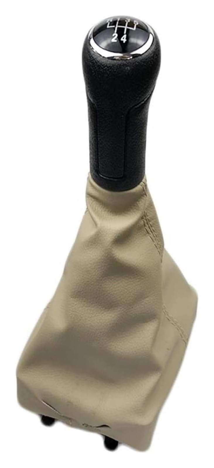 Jsrvqkms One Color Car Gear Knob For Vw For Polo 9N 9N2 9N3 2001-2009 Car Gear Shift Knob Lever Shifter Gaiter Boot Cover(5 Speed Beige)