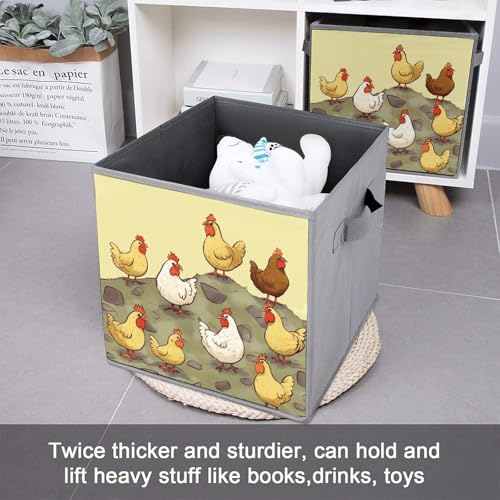 Bacs de rangement pliants imprimé couvée de poulets boîte linge