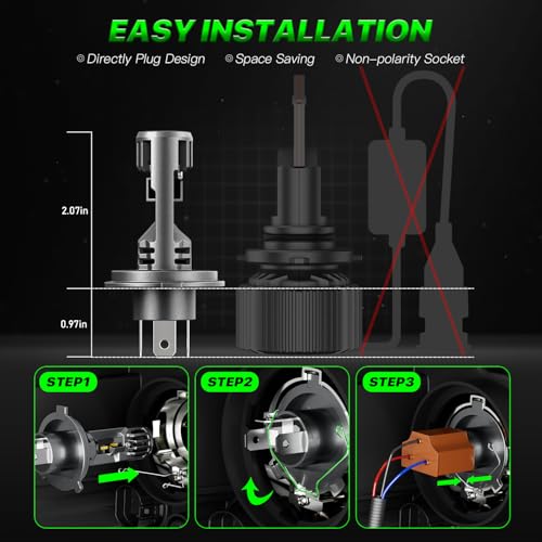 Image of 9003 ๐๐ฐ Bulbs - 60000LM Super Brightness 1:1 Size, 6500K Fog Bulb with Turbo Cooling Fan, Non-Polarity, Pack of 2