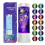 Brewish Bubble Fish Lava Lamp | Desktop Sensory LED Bubble Lamp | Color Changing Aquarium lamp | Artificial Fish Tank with Moving Fish, Sea Horse, Jellyfish | Gift for Kids, Adults, ADHD & Autism