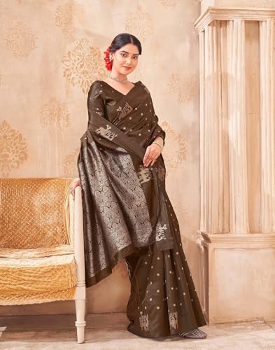 Image of SIRIL Women's Banarasi Soft Silk Saree Pure Silk with Unstitched Blouse Piece