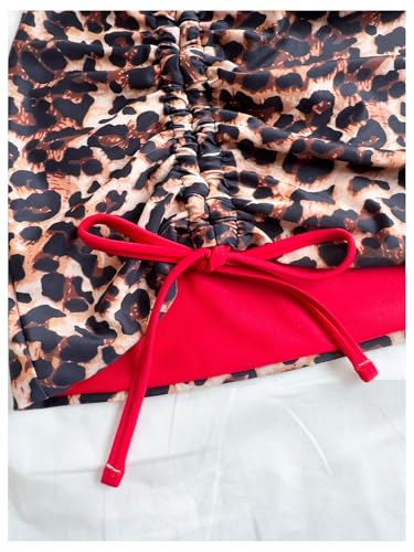 GORGLITTER Women's Cheetah Print Bikini with Beach Cover Up Skirt Leopard Halter Thong Swimwear Bathing Suit3