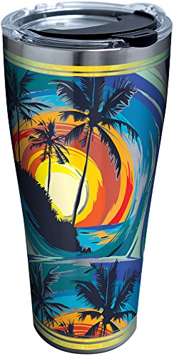 Tervis 1298266 Tropical Beach Insulated Tumbler with Clear and Black Hammer Lid, 30