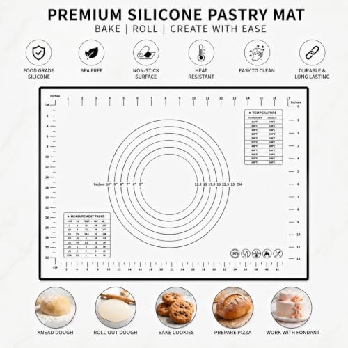 Image of Cutting EDGE Non Stick Stretchable Silicone Pastry Mat (Set of 1, Black)