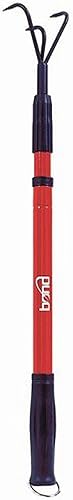 Bond Manufacturing 3-Tine Bond LH012 Cultivador con mango telescópico y agarre antideslizante, rojo