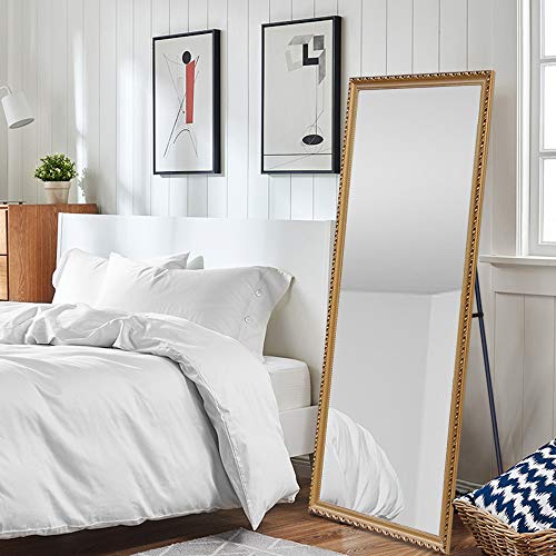 Image of NeuType 65 inchx22 inch Full Length Mirror Floor Mirror Wall-Mounted Mirror Bedroom /Locker Room Standing /Hanging Mirror Dressing Mirror (Gold, European Style)