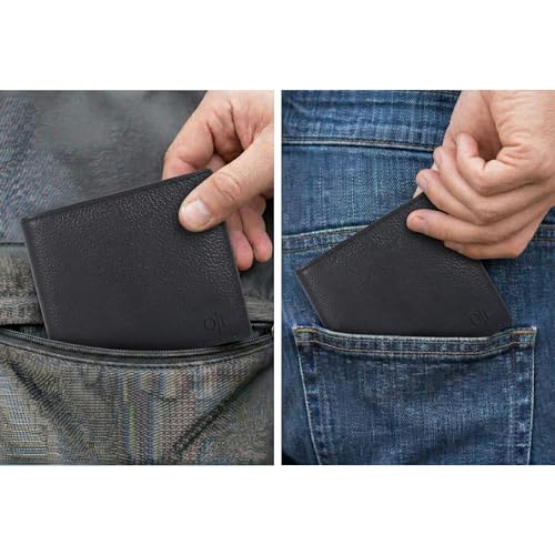 Image of Oak Leathers Slim Leather Wallet for Men - RFID Wallets Credit Card Holder Ultra Thin Gift for Mens, Front Pocket Minimalist Design