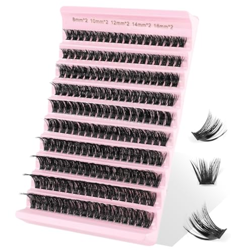 200 pestañas postizas en grupo DIY, pestañas postizas en grupo con volumen 60D, pestañas postizas naturales, extensiones de pestañas individuales, pestañas postizas de doble volumen, 8-16 mm.