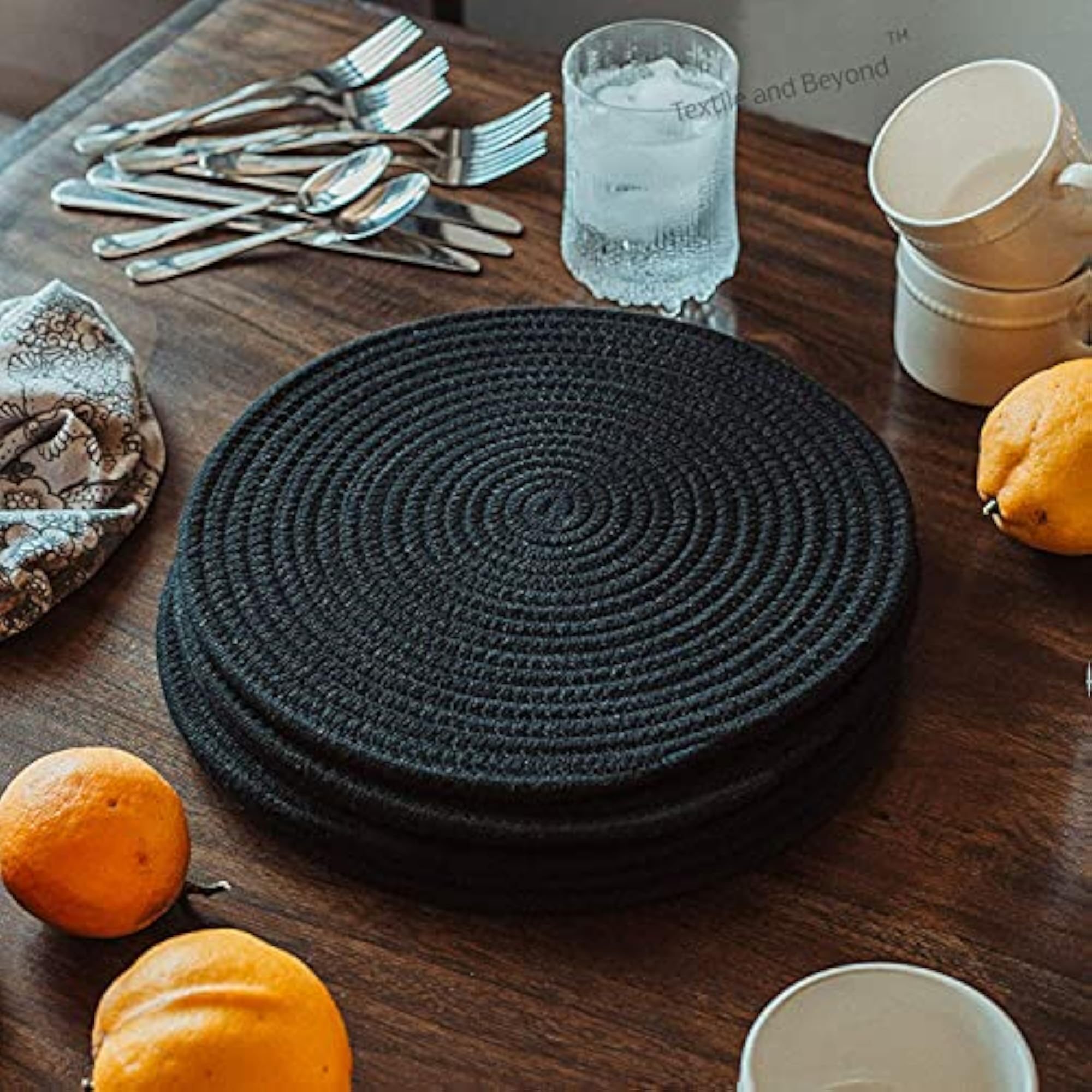 Boho Washable Non Slip Round Cotton Table Mat