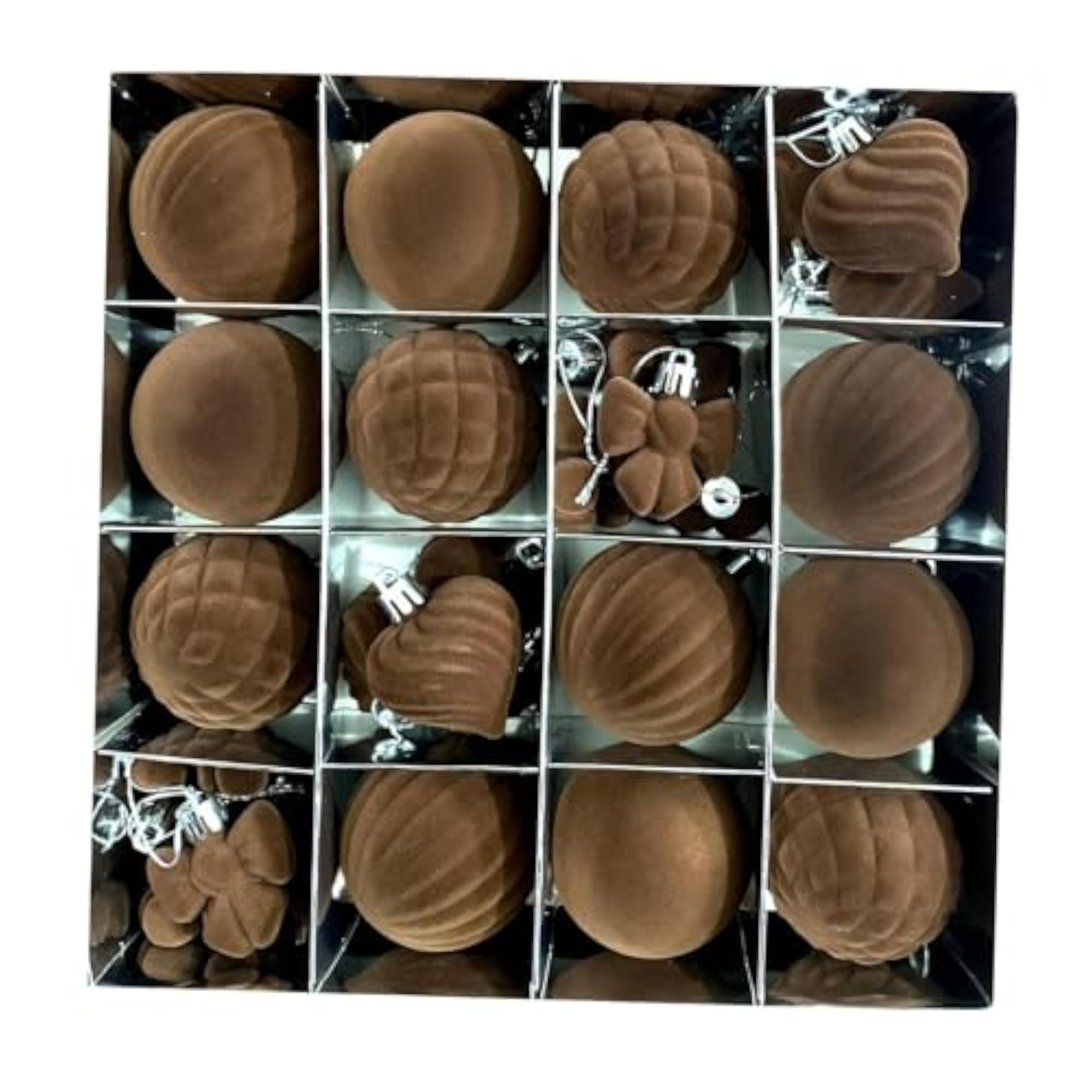 16 Pieces Christmas Flocking Balls for Holiday Decoration