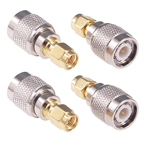 4 piezas adaptador coaxial TNC macho a SMA macho miniatura 1