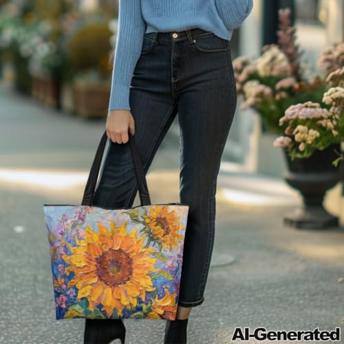 Image of Art Lover Zippered Tote Bag Waterproof Large Work Tote Bags, Artwork Women's Purse Handbags Travel Totes
