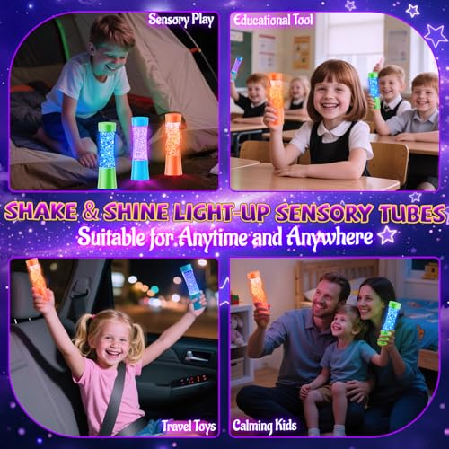 image for Subao 3 Pack Light Up Sensory Tubes Anxiety Relief Items,Fidget Toys f