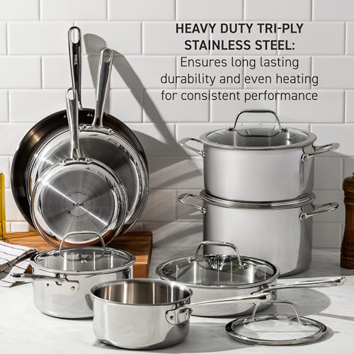 T-fal-Pro-Tri-Ply-Stainless-Steel-Cookware-Set-13-Piece-Induction-Compatible-Oven-Safe-500F-Lids-350F-Fast-Even-Heat-Professional-Quality-Durability-Pots-and-Pans-Set-Dishwasher-Safe-Silver