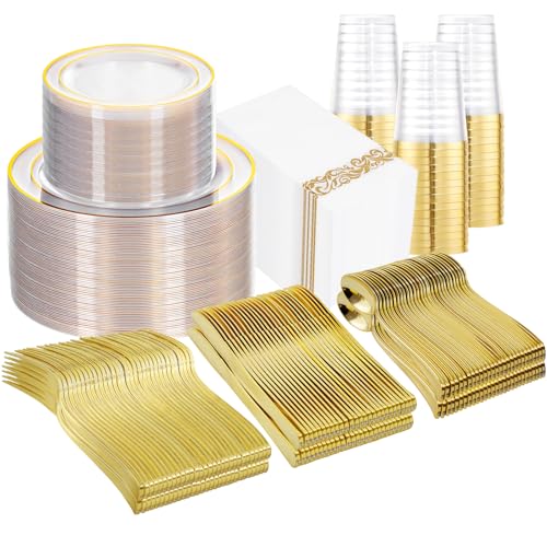 700 Pieces Gold Dinnerware Set with Gold Trim