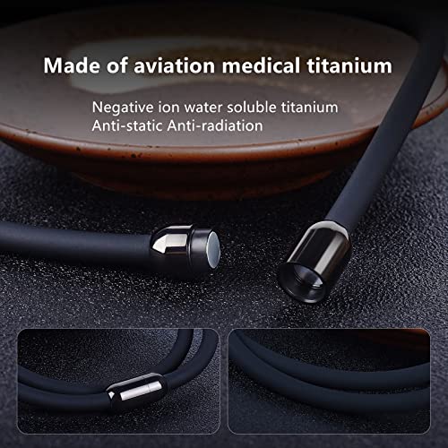 Bcletty Necklace, Silicon, Germanium, Magnetic Joint, Static Eliminator, Necklace, Static Eliminator, Antistatic, Titanium, Magnetic, Germanium, Stainless Steel, Fashion, Luxury Design, Popular Model, Worn By Many Baseball Players, Metal Allergy Free, For Gifts, Unisex, Silicone, 2 Sizes [2 Colors] [All Season Wearable] (50Cm, Black) #TOP3