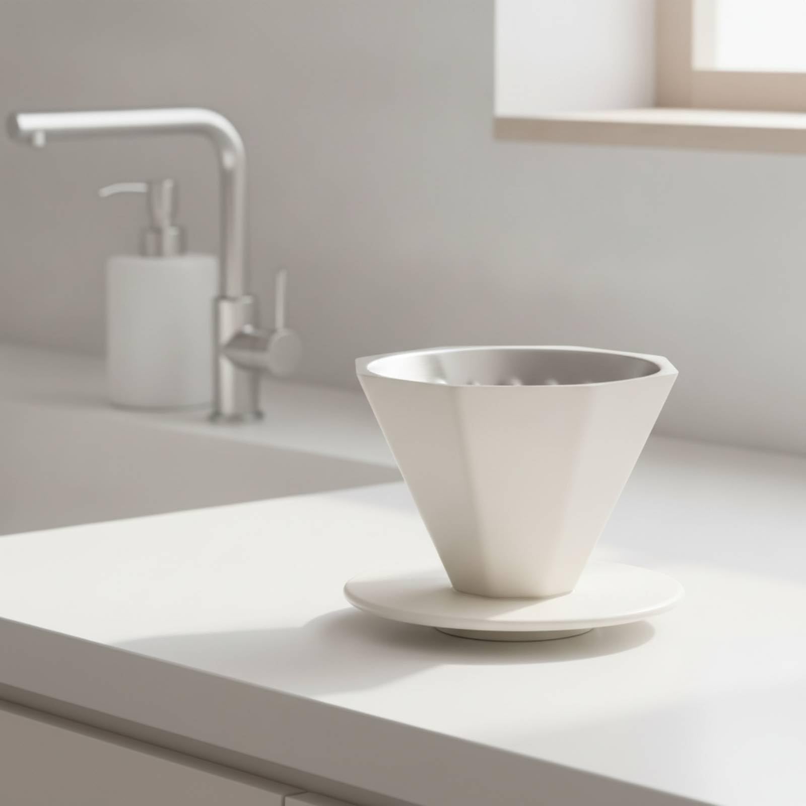 Dripper Pour-Over Ottagonale in Acciaio Inox Riutilizzabile Dripper Pour Over Affusolato in Metallo Di, Beige 1-2p