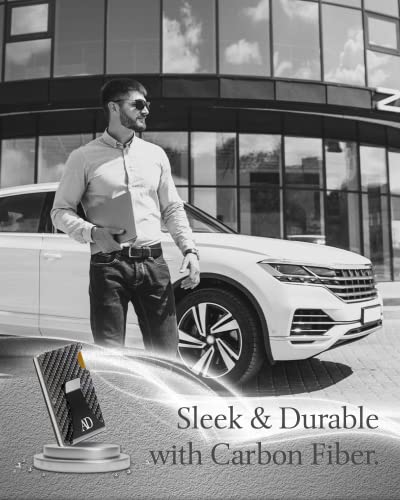 Carbon Fiber Minimalist Wallets For Men - Slim Money Clip Card Holder RFID Blocking Aluminum Metal Case Gifts For Him4