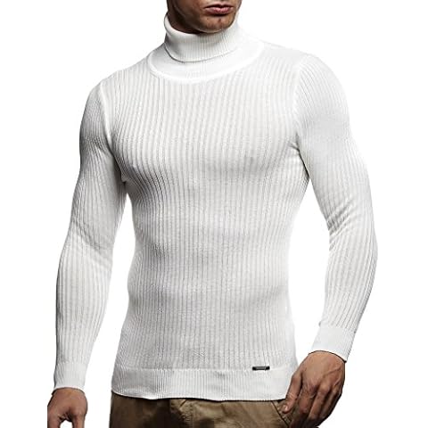 Leif Nelson Men's Pullover Knit Sweater fine Knit Turtleneck LN-1670 Ecru Medium Cover