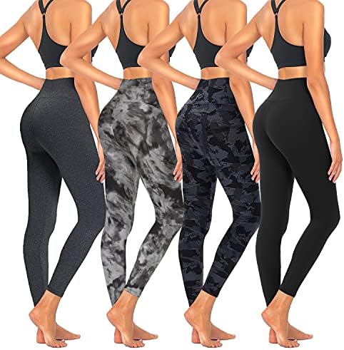 iceROSE 4 Pack High Waisted Leggings for Women, Buttery Soft Black Workout Yoga Leggings 1 iceROSE 4 Pack High Waisted Leggings for Women, Buttery Soft Black Workout Yoga Leggings