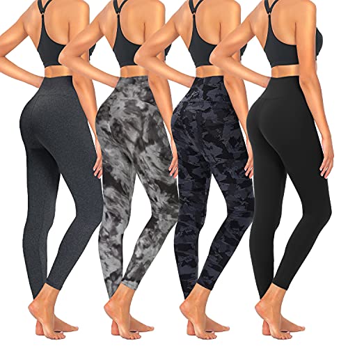 iceROSE 7 Pack High Waisted Leggings for Women, Buttery Soft Black Workout Yoga Leggings