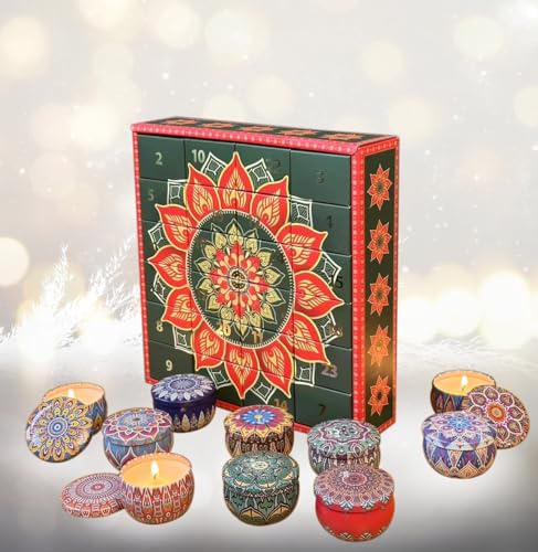 ADVENTSKALENDER SOULZENTS MIT 24 DUFTKERZEN - der Weihnachts-Countdown mit 24 Duftkerzen in Mandala-Dosen