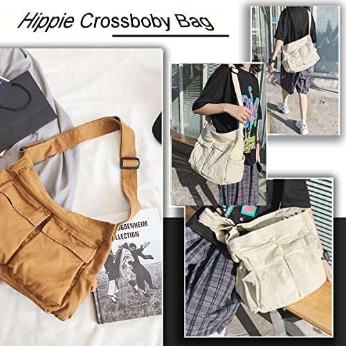 Bohemian Hipster Hobo Boho Hippie Crossbody Bag Large Canvas Shoulder Bag,Sling Bag Aesthetic Tote Handbags Fairy Grunge Bag2