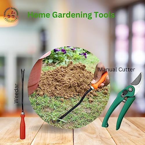 Varshney Gardening Hand Tools Set - 4 Pcs Gardening Tools for Home Gardening | Durable Plant Kit | Farming Tools (Weeder, Trowel, Cultivator,Flower Cutter Manual)