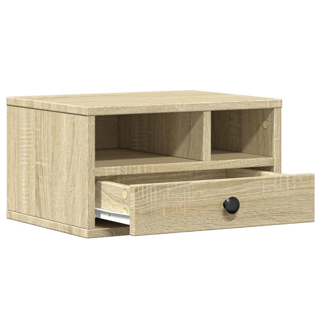 Supporto per stampante in legno di rovere Sonoma, 40 x 32 x 22,5 cm, scaffale multifunzione per stampanti con molto spazio per documenti, libri e forniture per ufficio, anche come libreria