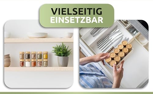 Foto von Porada 10 stapelbare Gewürzstreuer Set 90ml Gewürzbehälter Set Behälter für Gewürze Aufbewahrung Gewürzgläser klein Gewürzdosen Set Gewürzgläser Rund Aufbewahrung Gewürze spice jars set
