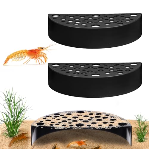 TIESOME 2 Stück Garnelen Versteck aus Plastik, Kreative Garnelen Verstecke Unterirdisch Halbkreis Höhle ABS Aquarium Zubehör für Kleine Fische zum Spielen Ausruhen(Schwarz)