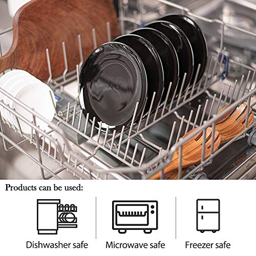 Delling Porcelain Appetizer Plates Set Of 6, 7 Inch Black Dessert/Salad Plates - Small Dinner Plates For Sides, Snack, Pasta - Kitchen Ceramic Serving Dishes, Microwave, Oven, And Dishwasher Safe #TOP2