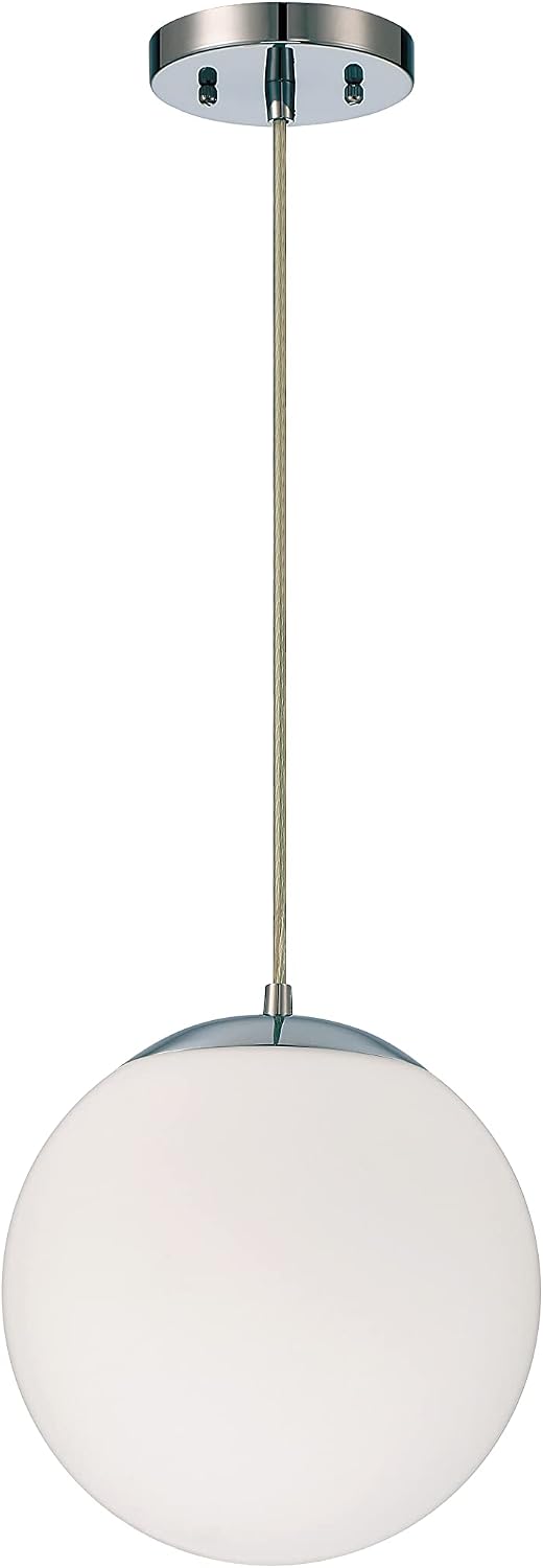 Craftmade Gaze 10" White Frosted Glass 1 Light Pendant with Cord, Chrome, 56891-CH-WG