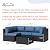 Shintenchi 5 Pieces Outdoor Patio Sectional Sofa Couch, Black PE Wicker Furniture Sets, Patio Conversation Sets with Washable Cushions Glass Coffee Table for Garden, Poolside, Backyard, Aegean Blue
