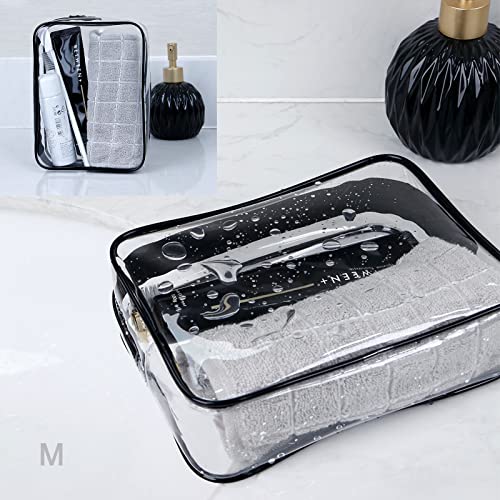Patu Transparent Travel Toiletry Bag, Standing Waterproof Clear Pouch, Portable Shaving Washing Kits Organizer, Tsa Approved Personal Care Trip Case, Pack Of 4 Sizes (S Plus/M/L/Xl), Black #TOP5