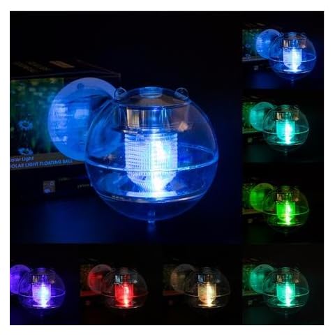 Solar Power Waterproof Automatic Color Changing LED 7 Colors Floating Swimming Lantern Shape Globe Swimming Pool Pond Party Ball Light Garden Decoration Night Lights Lamp (Pool Light) Cover