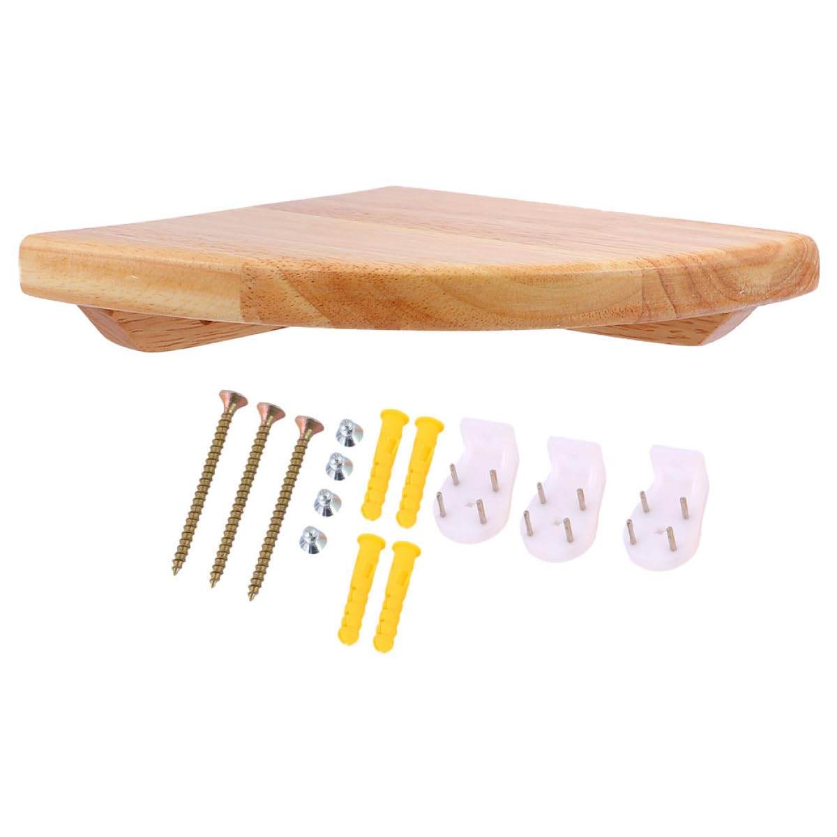 YUANCHUTOP Rubber Wood Floating Corner Shelf - Space-Saving Wall-Mounted Storage Rack for Bedroom, Bathroom, Kitchen - Decorative Fan Shape Design for nizing & Displaying Items