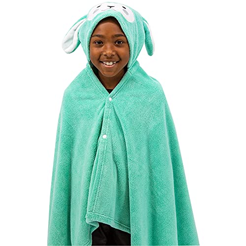 Image of Mothera Kids Hooded Bath Towel and Toddler Bath Towel, Coral Fleece Kids and Toddler Towel, Kids Animal Hooded Towels for Toddlers, Green