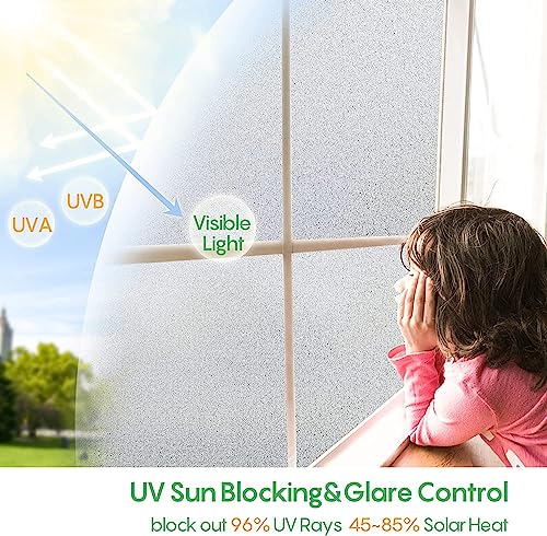 Image of WISDOM Frosted Window Film Decorative Window Glass Sticker Static Cling Self Adhesive Film 20x240 Inches Frosted Film